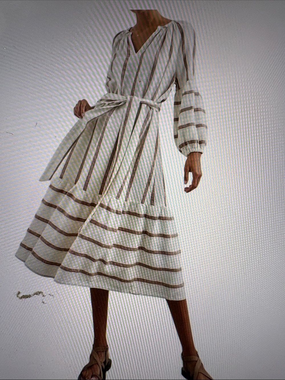 Rails Vittoria Coconut Stripe Linen Midi Dress M